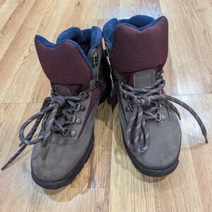 Stylish Brown and Burgundy Hiking Boots